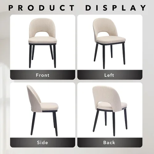 Miniatura 5 de Garvee Juego de 4 sillas de comedor de madera, silla tapizada para cocina, comedor, moderna tela de lino, silla de cena con pies