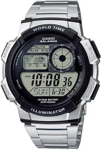 Miniatura 2 de Casio AE1000W Series Men’s Digital Watch 100M WR Multi Alarms 100 SEC Stopwatch Countdown Timer World Map for World Time LED Light