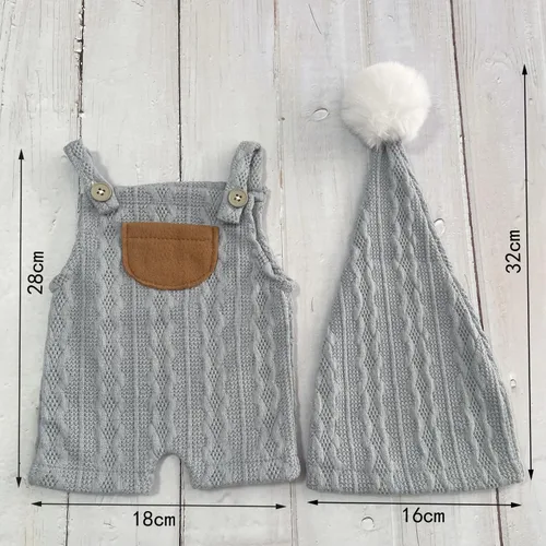 Miniatura 4 de Newborn Photography Props Baby Photoshoots Outfits Boy Photo Posing Romper Hat Crochet Suspender Costume Azul claro