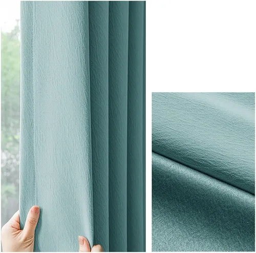 Miniatura 2 de Daesar Bedroom Blackout Curtains 72 Inch Length, Polyester Eyelet Thermal Insulated Curtains Thickened Solid Jacquard Texture Green Blackout Curtain