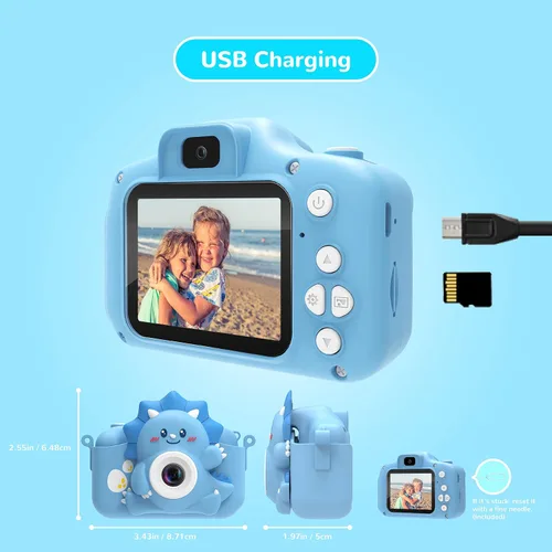 Miniatura 7 de Cámara para niños para niñas y niños, cámara digital HiMont para niños con tarjeta TF de 32 GB, cámara para niños de 1080P y cámara de video selfie