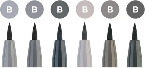 Miniatura 2 de Faber-Castell Art & Graphic Pitt Artist Pen Brush India Ink Pen, Tonos Grises, Paquete de 6, Para Arte, Manualidades, Dibujo, Bocetos, Hogar