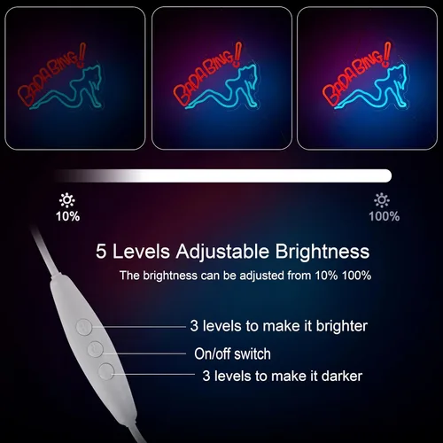 Miniatura 4 de Letrero de neón Bada Girls para decoración de pared, señal de neón regulable Bing Sopranos, luz de neón LED USB alimentada, señales de arte de neón
