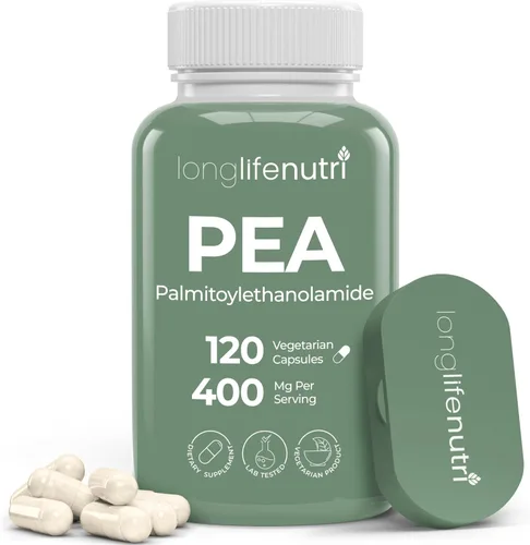 LongLifeNutri Palmitoiletanolamida (guisante) 400 mg - 120 cápsulas vegetarianas, suplemento orgánico para el manejo de molestias, suministro para 4