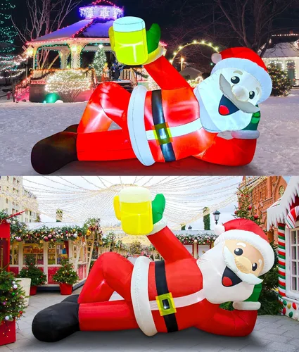 Miniatura 6 de EAONE Decoración inflable de Navidad de 12 pies para exteriores, decoración de patio inflable gigante de Papá Noel tumbado plano con luces LED