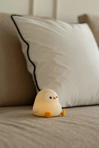 Miniatura 7 de Linda luz nocturna de pingüino, lámpara de animales, silicona de grado alimenticio, recargable, atenuable en 2 niveles, luz nocturna esponjosa