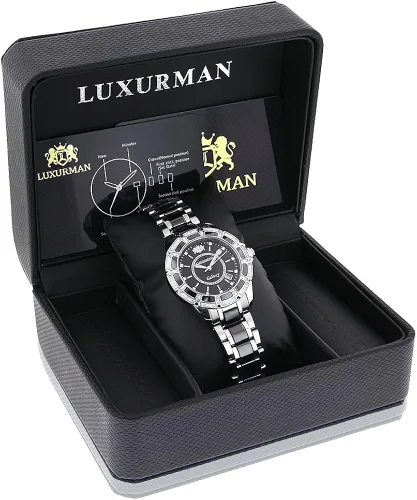 Miniatura 4 de LUXURMAN Galaxy Midsize Reloj de diamantes Negro Cerámica 1,25ct