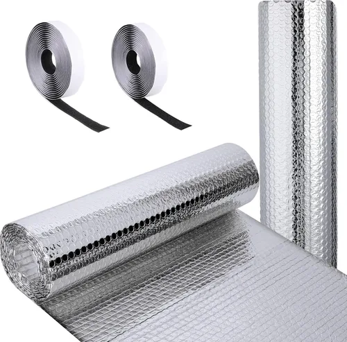 Miniatura 9 de Frienda Rollo de aislamiento reflectante para ventana de caravana de 47.2 pulgadas x 50 pies, doble papel de aluminio con burbujas de calor