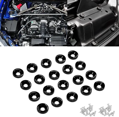 x xotic tech 20 piezas Fender Bumper Arandela Tornillo M6x20mm T6 Grado CNC Billet Aluminio Arandela Motor Bay Dress Up Kit (negro)