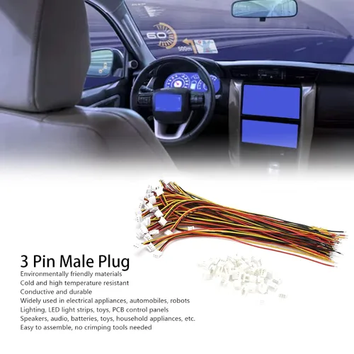 Miniatura 4 de 50pcs ZH 0.059 in Conectores, 5.9 in Largo 3PIN Enchufe Hembra 28AWG Pigtails Cable para Conexión Eléctrica LED