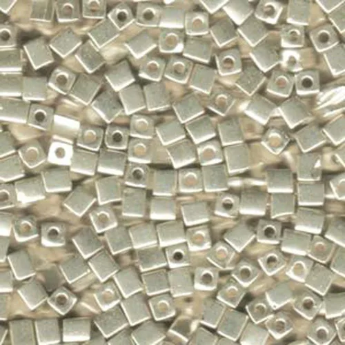 Miyuki Cuentas cuadradas de 0.157 in – Plata metálica, cuentas de semillas de vidrio japonesas para fabricación de joyas y manualidades, tubo de