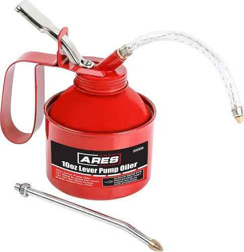 Miniatura 15 de ARES 55024 - Lata aceitera estilo palanca gris de 4 onzas - Incluye manguera flexible trenzada de acero y boquilla de acero rígido descentrada