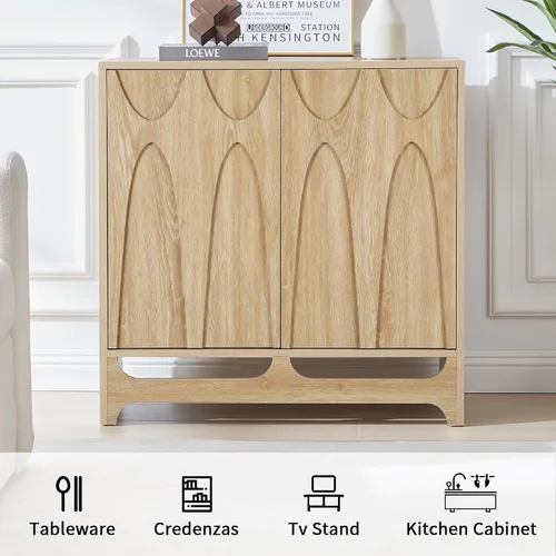 Miniatura 8 de Bifins Aparador buffet con almacenamiento, gabinete de almacenamiento moderno de mediados de siglo de 31.5 pulgadas con estante ajustable y 2