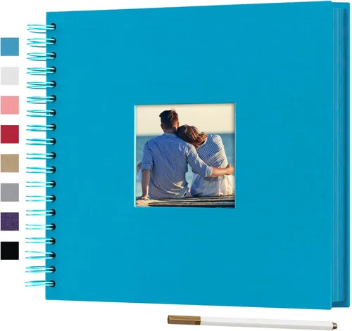 Miniatura 9 de Álbum de fotos para scrapbook DIY de 10 x 10 pulgadas con cubierta de diseño de ventana, 80 páginas, libro de recuerdos de papel para manualidades
