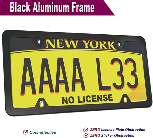 Miniatura 3 de ZXFOOG Kit de montaje de placa de matrícula delantera - Soporte de parachoques para placa de matrícula y marco de etiqueta de aluminio negro mate