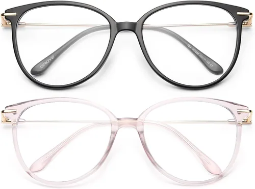Miniatura 9 de Gaoye - Gafas de bloqueo de luz azul - Marcos redondos TR90 de moda, brazos de metal, protección UV400 - Estuche suave a juego