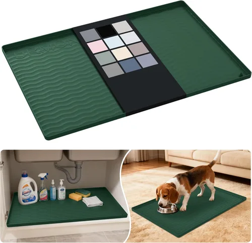 Miniatura 119 de URMONA Tapete de silicona impermeable para debajo del fregadero, 34 x 22 pulgadas, forro para estante de cocina y baño, protector de gabinetes