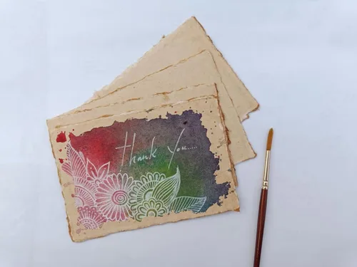 Miniatura 3 de Wanderings 300 g/m² Papel de acuarela hecho a mano grueso – 4x6 Papel vintage hecho a mano con borde engarzado – Papel antiguo prensado en frío