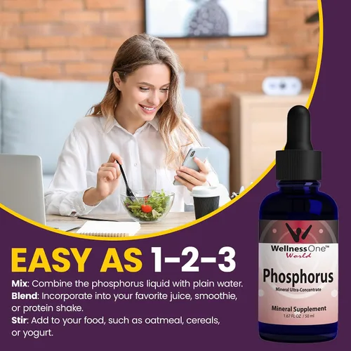Miniatura 7 de WellnessOne Suplementos de fósforo iónico, líquido de fósforo de ácido ortofosfórico para dientes, salud ósea y apoyo energético, sin OMG, vegano
