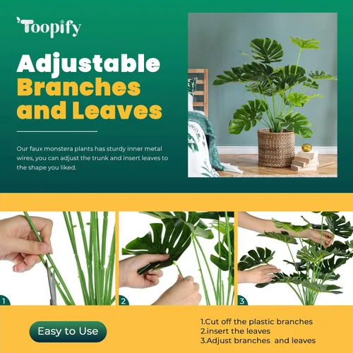 Miniatura 3 de Toopify 28" Paquete de 2 Plantas Artificiales Grandes Palmera Artificial en Maceta para Decoración de Interior y Exterior del Hogar y Oficina