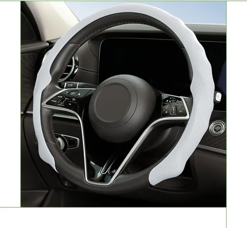 Miniatura 9 de Funda para Volante de Automóvil, Cuero Nappa de 15 Pulgadas Antideslizante y Ultra-Delgada, Protector de Volante de Vehículo 5D, Accesorios Naranja