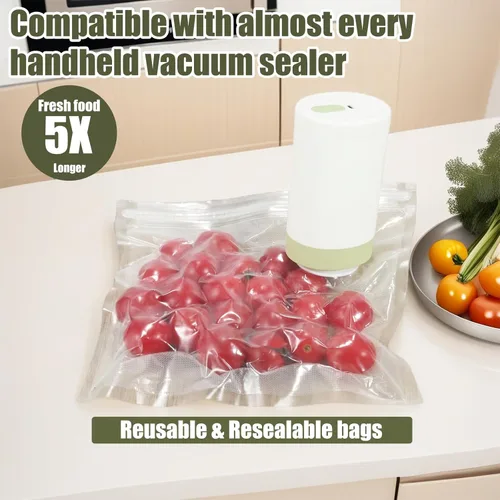 Miniatura 3 de 40 bolsas reutilizables de sellado al vacío para alimentos, 20 unidades grandes (13.4 x 10.2 pulgadas) y 20 bolsas compactas selladoras al vacío