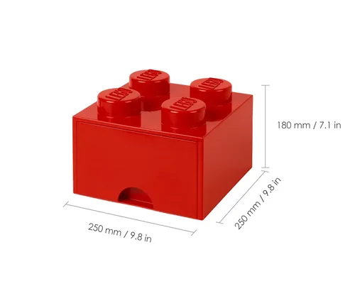 Miniatura 3 de Room Copenhagen LEGO - Cajón de ladrillos, 4 perillas, 1 cajón, caja de almacenamiento apilable, color rojo brillante