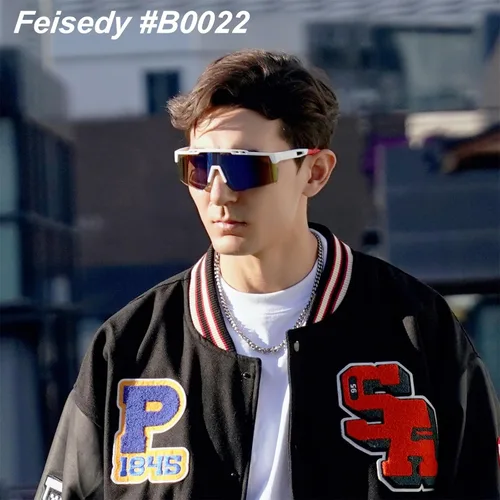 Miniatura 2 de FEISEDY Gafas de sol deportivas para hombres y mujeres, protección UV400, gafas de ciclismo, golf, béisbol, conducción, pesca, B0022 Lente espejo