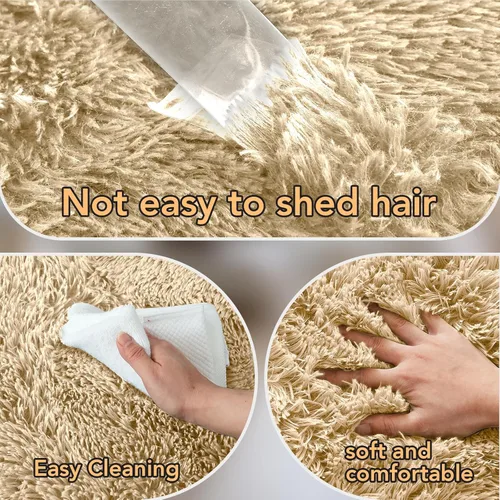Miniatura 7 de Alfombra de Área de Pelo Largo Beige para Dormitorio: 8x10 Alfombras de Área de Pelo Largo Mullidas para Sala de Estar- Alfombras de Felpa Beige