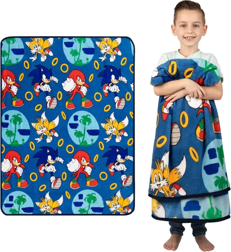 Franco Ropa de cama para niños Manta de sofá de felpa súper suave, 46 x 60 pulgadas, Sonic The Hedgehog, Anime Sonic el erizo