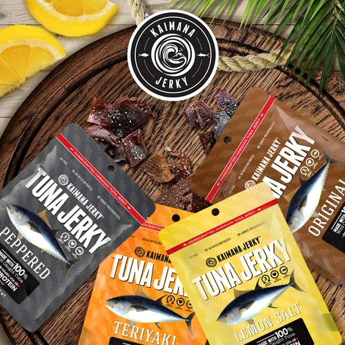 Miniatura 8 de Kaimana Cecina de atún Ahi silvestre capturada en la naturaleza, sal de limón, rica en omega-3 y alta en proteínas, cecina de pescado totalmente Sal