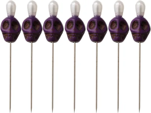 Miniatura 2 de BLESSUME 7pcs Candle Magick Ritual Pins Skull Top (Púrpura)