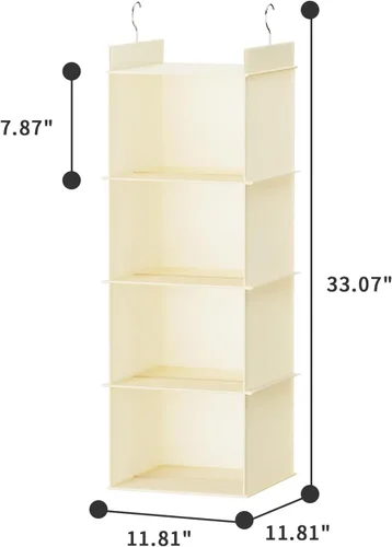 Miniatura 3 de YOUDENOVA Organizador colgante de armario, 4 estantes colgantes para armario, color beige
