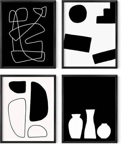 Miniatura 49 de HAUS AND HUES Arte abstracto para pared en blanco y negro, juego de 4 pósteres minimalistas en blanco y negro para paredes, pósteres estéticos Juego