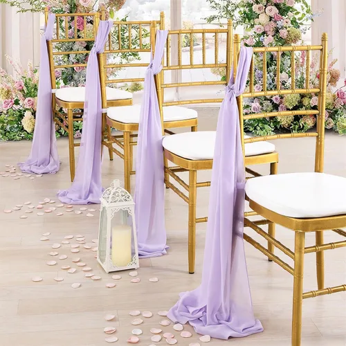 Miniatura 2 de SoarDream - Camino de mesa de gasa, color rosa bebé, de 27 x 120 pulgadas, camino de mesa de estilo romántico ideal para fiesta de boda Púrpura claro