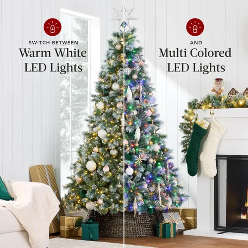 Miniatura 4 de Best Choice Products Árbol de Navidad artificial de pino escocés preiluminado de 4.5 pies, decoración festiva premium predecorada con 396 puntas