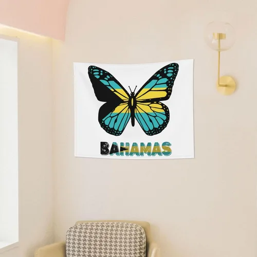 Miniatura 3 de Póster de tapiz con bandera de las Bahamas de mariposa de 29 x 37 pulgadas, decoración del hogar, decoración para colgar en la pared, dormitorio