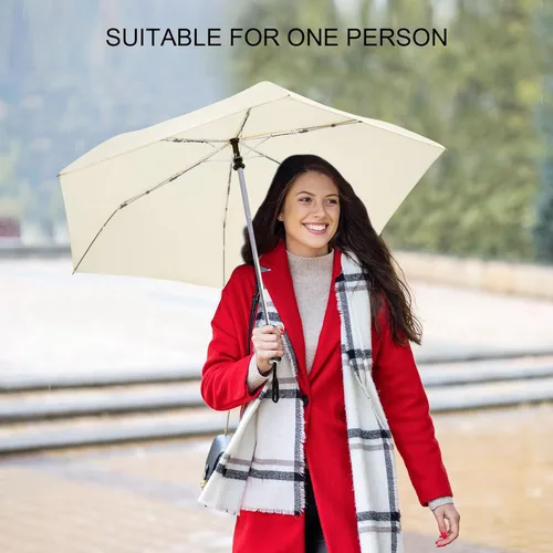 Miniatura 66 de LEAGERA Paraguas de viaje compacto para bolso, mango plano, impermeable para lluvia ligera