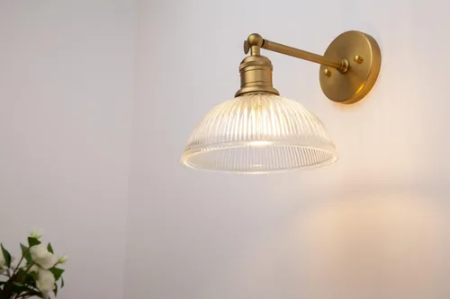 Miniatura 3 de Yosoan Aplique de pared interior de latón antiguo, 1 luz moderna de tocador, lámpara industrial vintage, lámpara individual industrial con cableado