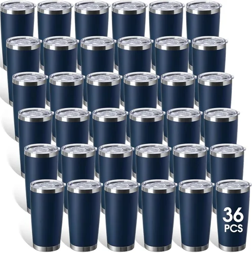 Miniatura 8 de Sieral Paquete de 36 vasos de acero inoxidable a granel con tapa, aislamiento al vacío de doble pared, taza de café de viaje con recubrimiento