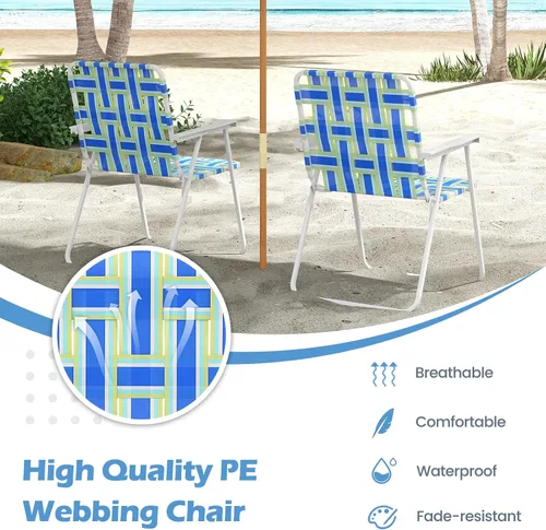 Miniatura 5 de GYMAX Silla plegable, juego de sillas de césped para patio con reposabrazos, paquete de 2 sillas de comedor ligeras para interiores y exteriores