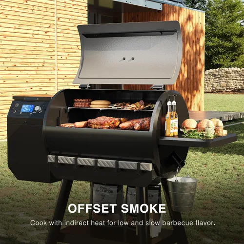 Miniatura 6 de Parrilla ahumadora de pellets de madera con control LCD, área de cocción de 456 in², parrilla de pellets con alimentación automática y eliminación