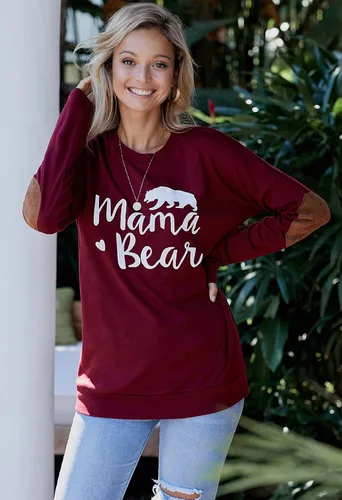 Miniatura 5 de Pink Queen - Blusa suelta de mujer con cuello redondo, camiseta de manga murciélago con parches