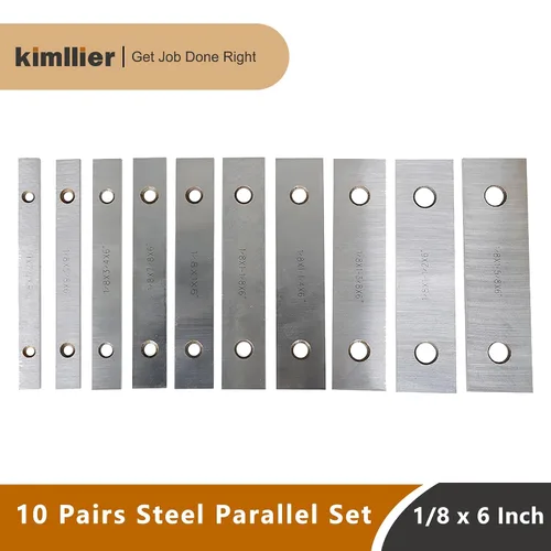 Miniatura 2 de kimllier 10 pares de 1/8 x 6 pulgadas de acero paralelo conjunto de alta precisión de calibre de calibre de bloque maquinista emparejado delgado