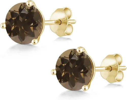 Miniatura 129 de Gem Stone King Aretes de oro de 14 quilates, 0.236 in, piedra natal redonda, Martini, 3 puntas, aretes de oro para mujer