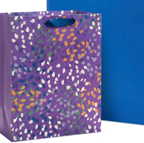 Miniatura 4 de Hallmark Surtido de Bolsas de Regalo Sólidas (8 Bolsas: 4 Medianas 9", 4 Grandes 13") Azul, Verde, Naranja, Cheers, Rayas