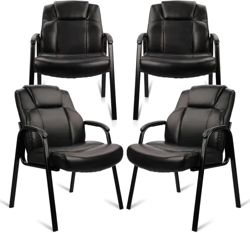 Miniatura 20 de CLATINA Big & Tall - Silla de invitados de 500 lb., sillas de recepción de oficina de cuero PU con base de trineo, silla de escritorio sin ruedas