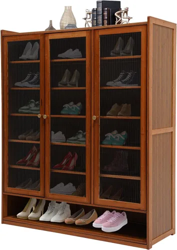 Miniatura 10 de Armario de zapatos con puertas, gabinete de almacenamiento de zapatos moderno de 7 niveles para entrada, armario organizador independiente con Azul