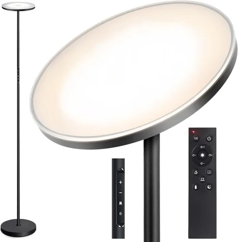 OUTON - Lámpara de pie, 30 W/3000 LM LED, moderna lámpara tipo antorcha, lámpara de pie alta y súper brillante con 4 temperaturas de color, control