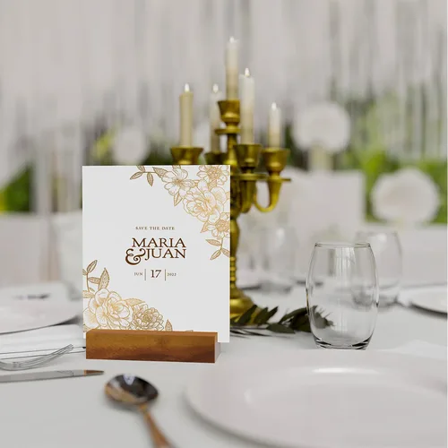 Miniatura 5 de Tidita 10 tarjeteros de madera de acacia, soporte de madera acrílica para decoración de mesa, soportes de exhibición de imágenes, centros de mesa